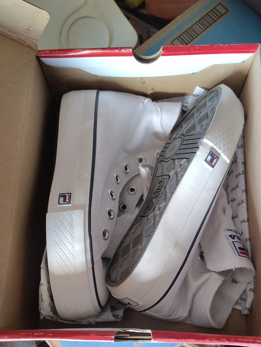 Fila White High-Top Canvas Sneakers